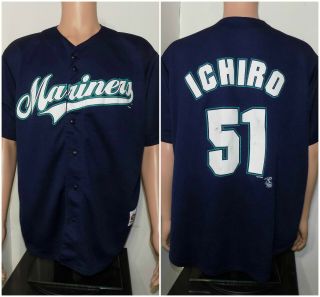 Ichiro Suzuki Seattle Mariners Jersey (xl) Vintage 2002 Screen Printed True Fan