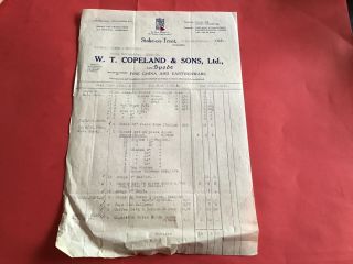 W T Copeland & Sons Ltd Late Spode Stoke On Trent China 1936 Receipt R36522