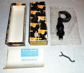 Vintage Lbs Machinist Brown & Sharpe 599 - 10 Digit Mike 0 - 1 " Digital Micrometer