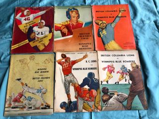 1950/60’s Winnipeg Blue Bombers Vs British Columbia Lions Game Magazines Vintage