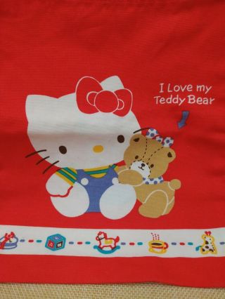Sanrio Hello Kitty Drawstring Bag Kitty Bear Red Clothes Bag Vintage Japan 1986