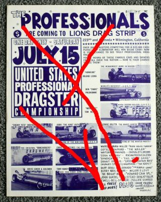 1967 Lions Drag Strip Professional Dragster Championship Flyer Rare