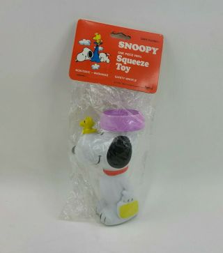 Peanuts Snoopy & Woodstock 1958 1965 Baby Squeaky Squeeze Toy Teether 55508 Vtg