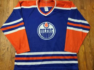 Vintage Nhl Edmonton Oilers Ccm Maska Jersey Size Large Home Colors Gretzky Era