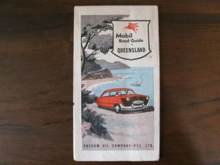 Vintage Mobil Vacuum Oil Company Road Map Guide Queensland Advertising Graphics