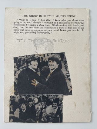 Vintage Page From A Child’s Scrapbook Showing Newspaper Cuttings Of The Beatles
