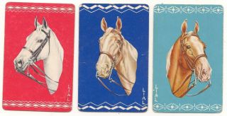 Set Of 3 Artist Lial Horse Head Vintage Swap Playing Cards All Blank Backed