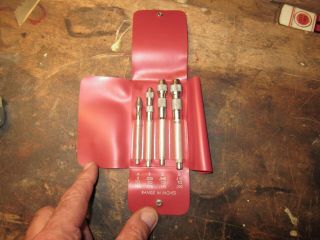 Vintage Starrett S - 240 Pin Vise Set Of 4 W/pouch Good User Tools