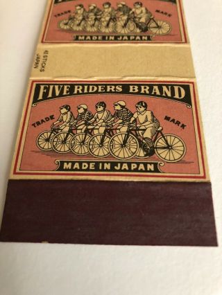 Vintage Matches Matchbox Five Riders Brand Made In Japan Very Rare