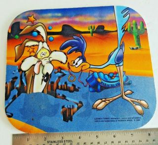 Vintage 1995 Road Runner Wile E Coyote Looney Tunes Mouse Pad 9 " X 7.  75 " 15129