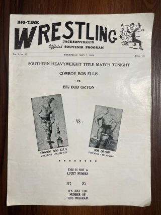 Big - Time Wrestling Souvenir Program Vol 3 No 37 May 7 1964 Cowboy Bob Ellis