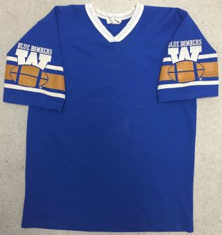 Rare Vintage 1980s Cfl Winnipeg Blue Bombers Mens Xl Football Jersey Saxon Blank