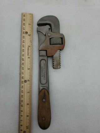 Vintage Old Hd Smith Co Wood Perfect Handle 10 " Inch Adjustable Wrench Tool Euc