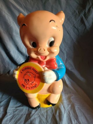 Vintage 1972 Porky Pig Hard Plastic Bank E Pluribus Warner Brothers - Looney Tunes