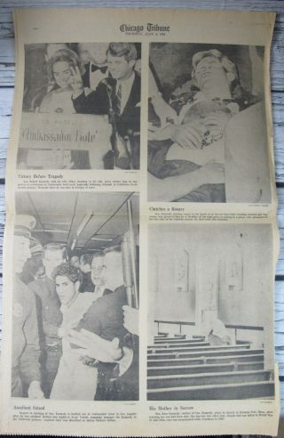 Robert Kennedy Rfk Assassination Cubs Chicago Tribune News June 6 1968 Newspaper