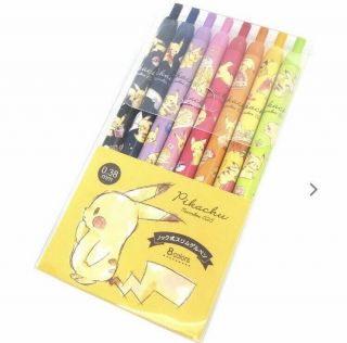 Kamio Japan Pokemon Pikachu Gel Ink Ballpoint Pen 0.  38 8 Color Set 21470 Japan