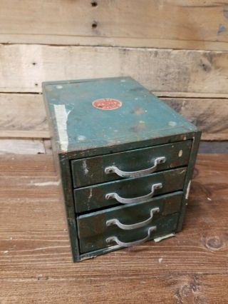 Vintage Wards Master Quality Industrial Metal 4 Drawer Small Parts Cabinet