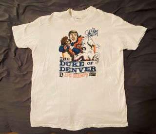 Vintage John Elway Denver Broncos 1980s T - Shirt Xl Duke Of Denver Afc Champs Mvp