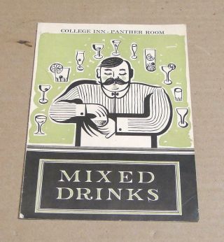 1942 College Inn - Panther Room Mixed Drinks Menu,  Hotel Sherman,  Chicago