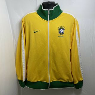 Nike Brazil Brasil Mens Xxl Training Jacket With Zipper 370285 - 703 Yellow Green