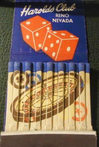 Matchbook - Harolds Club Casino Reno Nv Full 30 Stick Printed Sticks