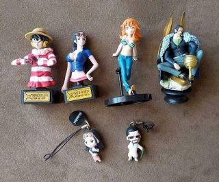 Japanese Antique One Piece Figure Key Chain & Golgo 13 Figure Set Of 6 Rare