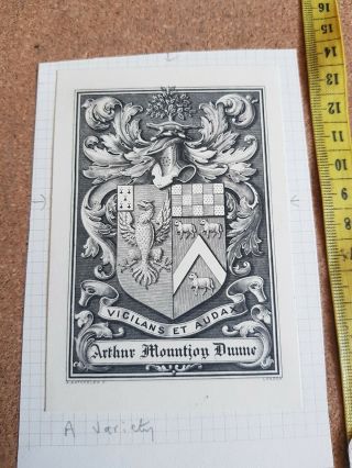 Ex - Libris Bookplate By Acheson Bachelor F For Arthur Mountion Dunne