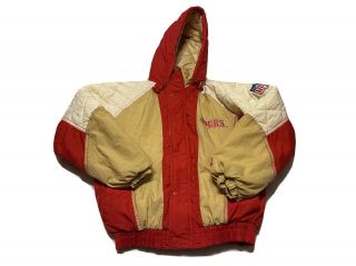 Vintage 49ers Starter Jacket Pullover Kids Size L 90s Zip Red White Gold