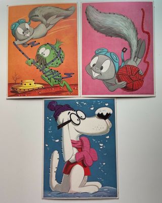 Vtg 1961 Rocky & Bullwinkle Cartoon Tv Show Mr Peabody Sewing Cards Pat Ward Usa