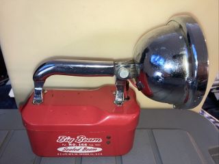 Vintage Teledyne Big Beam Model 166 Hand Lantern Red Steel Chrome Flashlight 6v