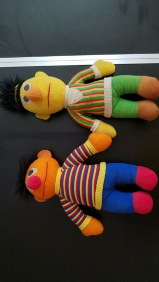 Vintage Playskool Bert And Ernie 12 " Plush Sesame Street Doll Stuffed Animal