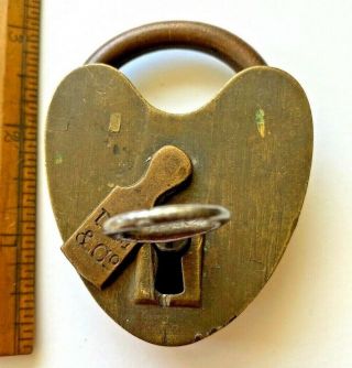 Rare,  Dm & Co.  Civil War Era,  Brass/ Bronze Smokehouse Padlock With Key