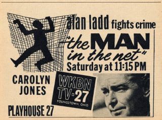 1966 Wkbn Tv Ad Alan Ladd The Man In The Net Carolyn Jones Youngstown,  Ohio