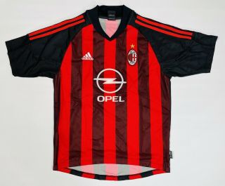 Vintage Official Adidas 1999 - 2000 Ac Milan Acm Home Jersey Opel Mens Small