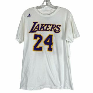 Kobe Bryant Adidas Los Angeles Lakers The Go - To Tee T - Shirt Medium 24 White