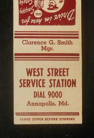 1940s Gas West Street Service Station Clarence G.  Smith Dial 9000 Annapolis Md