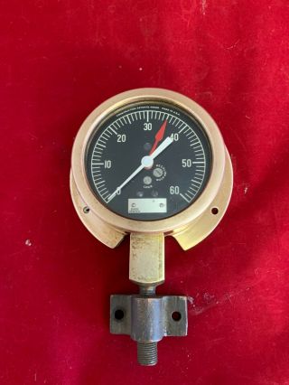 Vintage Brass Jas P Marsh Pressure Gauge 4 " 0 - 60 Polished Steampunk?