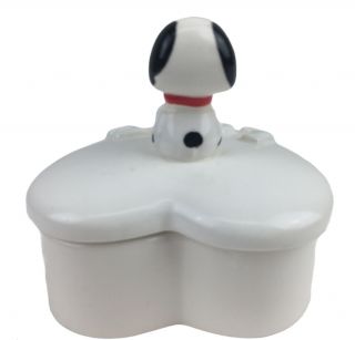 VTG United Feature Syndicate Snoopy Peanuts Ceramic Heart Shape Trinket Box 3