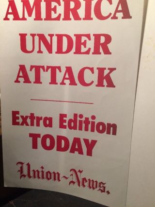 America Under Attack News Stand Poster.  Union News 11 X 17 3