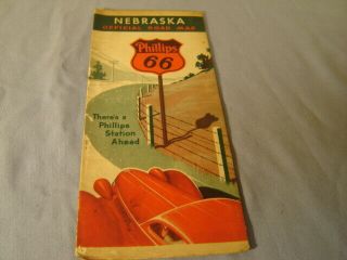 Vintage 40s 50s Phillips 66 Nebraska Road Map Products Advertising
