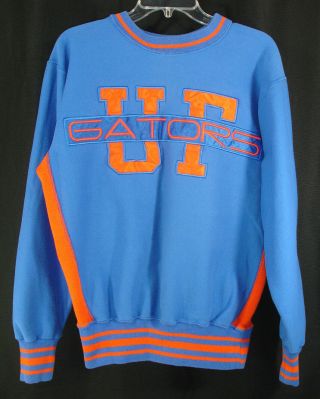 Vtg Legends Athletic Uf Gators Stitched Lettering Sweatshirt Blue Orange Usa L