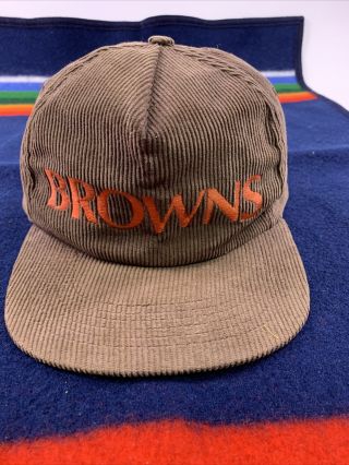 Vintage Cleveland Browns Corduroy Snapback Hat Cap Official Nfl Starline 80s 90s