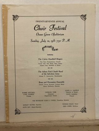 1981 Ocean Grove Choir Festival Asbury Park Citadel Band Calvin Handbell Nj