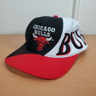 Rare Vintage Chicago Bulls Logo Snapback Hat Cap Black Red White 90s Jordan