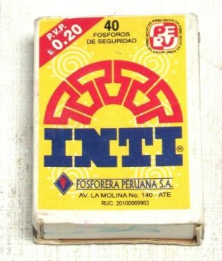 1 Matchbox Ultra Rare Inti Fosferera Peruana S.  A.  Made In Peru South America B