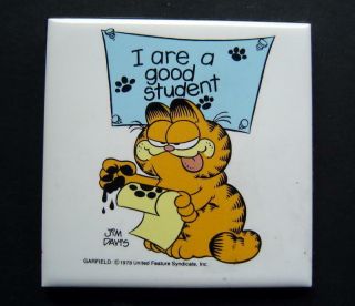 Garfield The Cat Tile Plaque I Are A Good Student Jim Davis By Enesco 4 1/4 " Sq