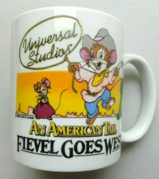 Vtg 1990 Universal Studios An American Tail Fievel Goes West Coffee Mug Rare