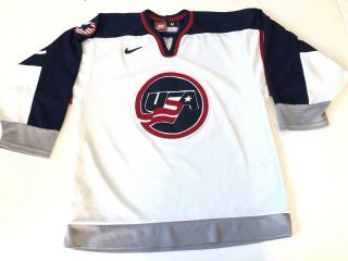 Vintage Nike Usa Hockey Jersey M 1998 Olympics Sewn Stitched White Very Rare