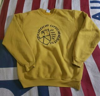 Vintage 80s 90s Distressed Purdue University College Embroidered Sweatshirt 2xl