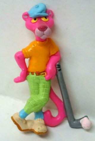 Vintage 1989 Ua Pics Inc Pink Panther Golfer Pvc Figure 3 " So Cute